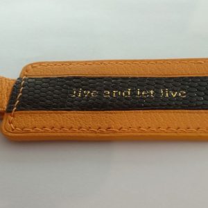 Key ring in Liberland colours hand made from goat and iguana leather